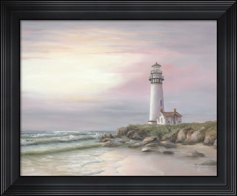Framed Lighthouse at Sunset Print