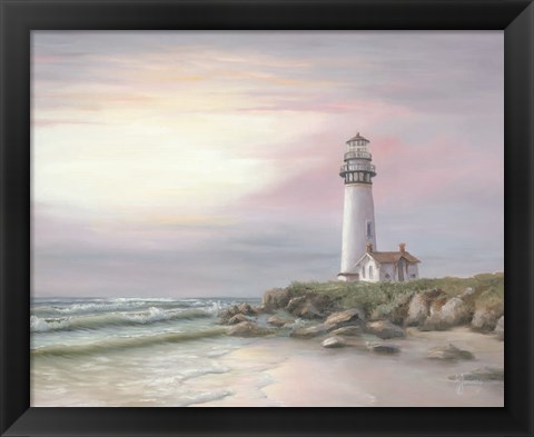 Framed Lighthouse at Sunset Print