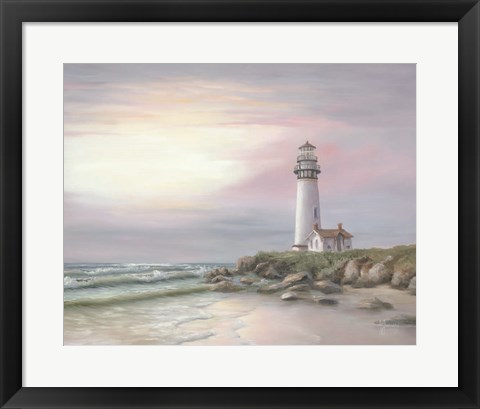 Framed Lighthouse at Sunset Print