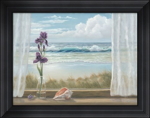 Framed Irises on Windowsill Print