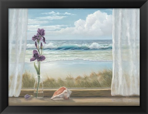 Framed Irises on Windowsill Print