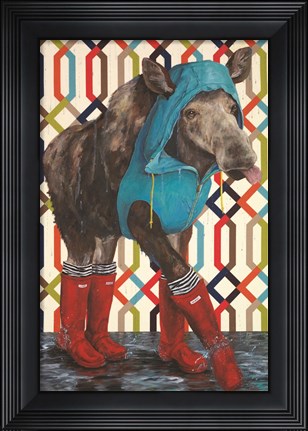 Framed Prancing in the Rain Print
