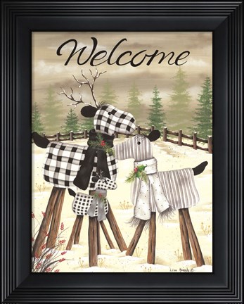 Framed Deer Welcome Print