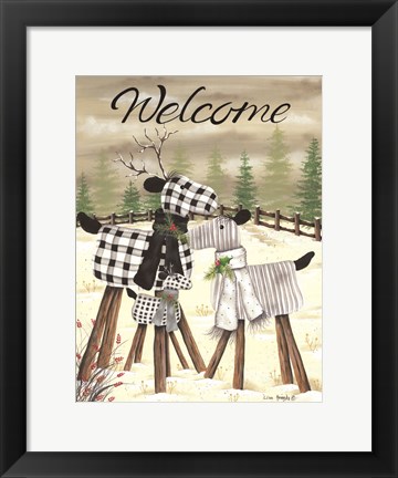 Framed Deer Welcome Print