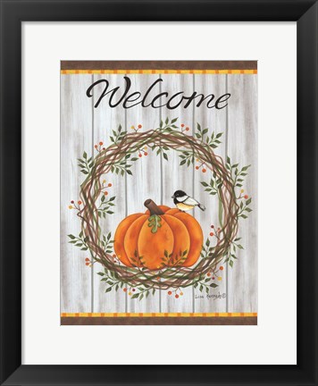 Framed Pumpkin Welcome Wreath Print