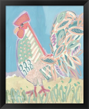 Framed Pastel Rooster Print