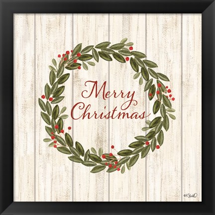 Framed Merry Christmas Wreath Print