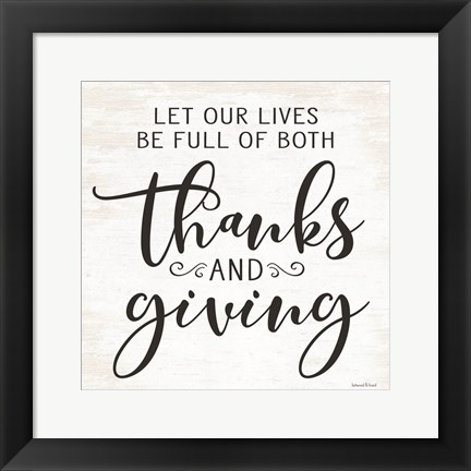 Framed Thanks and Giving Print