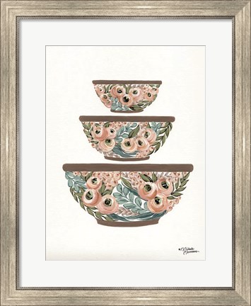 Framed Floral Mixing Bowls Print