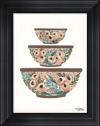 Framed Floral Mixing Bowls Print
