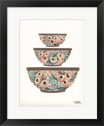 Framed Floral Mixing Bowls Print