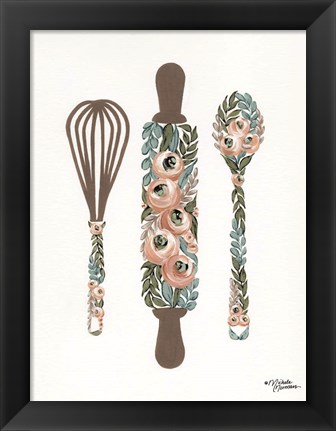 Framed Floral Baking Tools Print