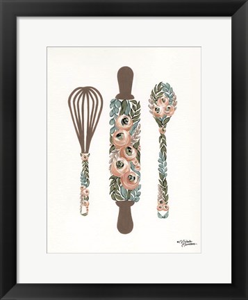 Framed Floral Baking Tools Print