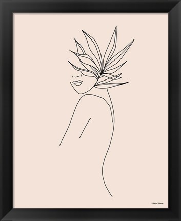 Framed Modern Figural Line Drawing Print