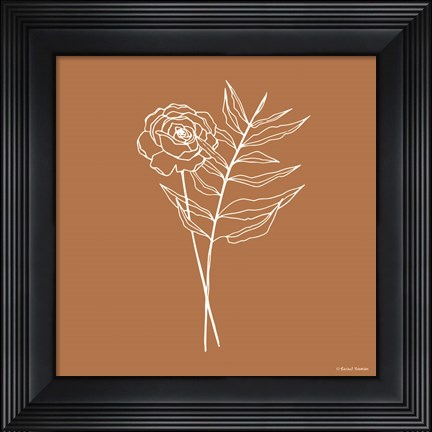 Framed White Floral Line Drawing Print