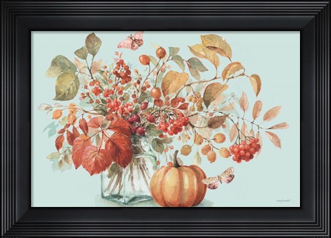 Framed Autumn in Nature 01 on Aqua Print