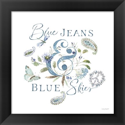 Framed Blue Jeans &amp; Blue Skies 01 Print