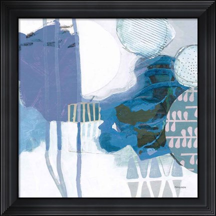 Framed Abstract Layers IV Blue Print
