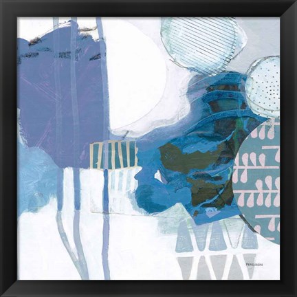 Framed Abstract Layers IV Blue Print