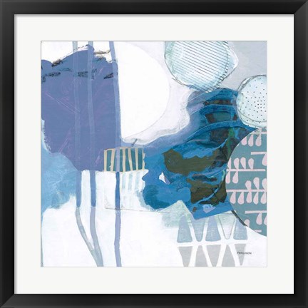 Framed Abstract Layers IV Blue Print