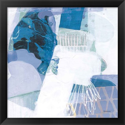 Framed Abstract Layers III Blue Print