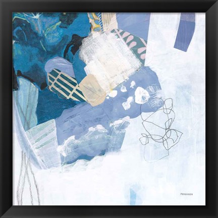 Framed Abstract Layers II Blue Print
