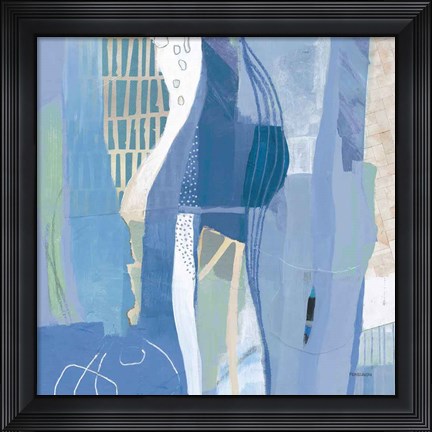 Framed Abstract Layers I Blue Print