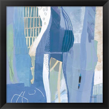 Framed Abstract Layers I Blue Print