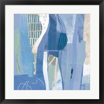 Framed Abstract Layers I Blue Print