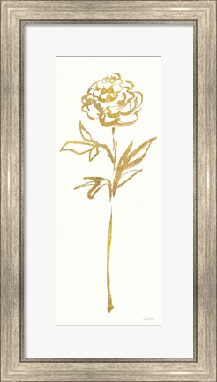 Framed Floral Line II White Gold Print