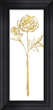 Framed Floral Line I White Gold Print