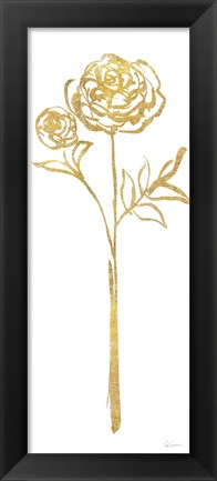Framed Floral Line I White Gold Print