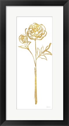 Framed Floral Line I White Gold Print