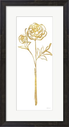 Framed Floral Line I White Gold Print