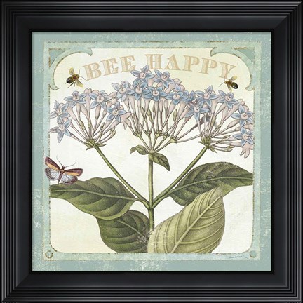 Framed Parisian Flowers I Bees Print