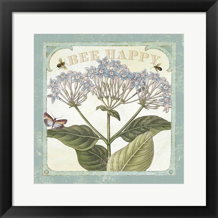 Framed Parisian Flowers I Bees Print