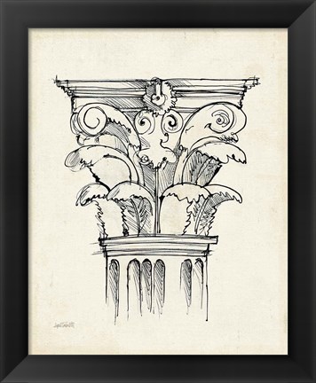 Framed Museum Sketches VI Off White Print