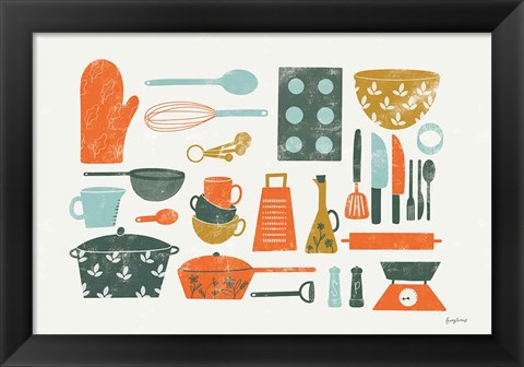 Framed Retro Kitchen I Print