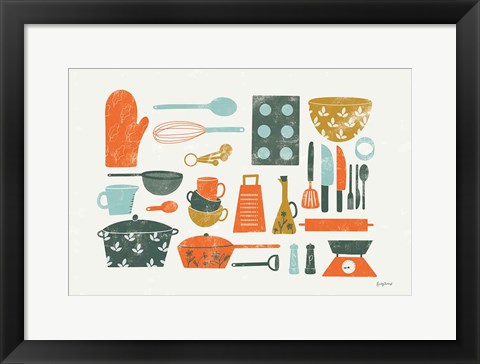 Framed Retro Kitchen I Print