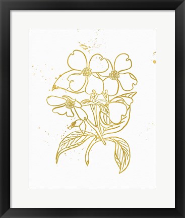 Framed Gold Blooms III Print