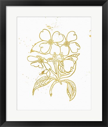 Framed Gold Blooms III Print