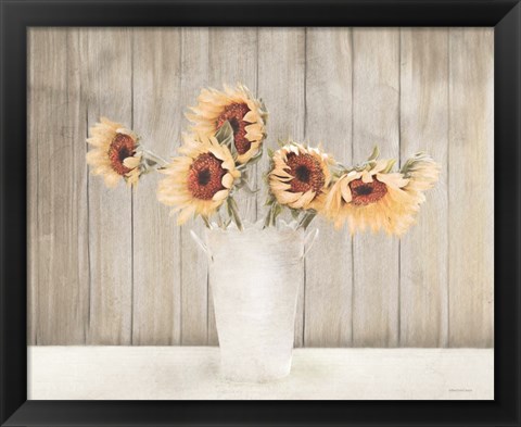 Framed Country Sunflower Vase Print