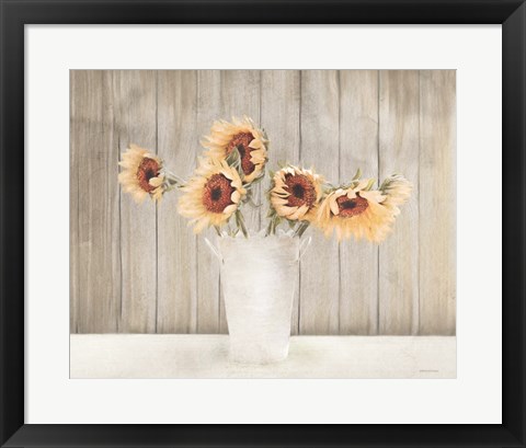 Framed Country Sunflower Vase Print