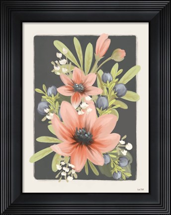 Framed Floral Blueberries I Print