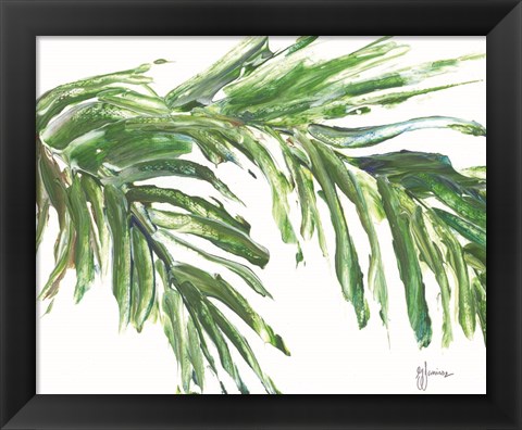 Framed Green Palm Leaves Print