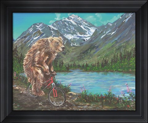 Framed Mountain Biking Print