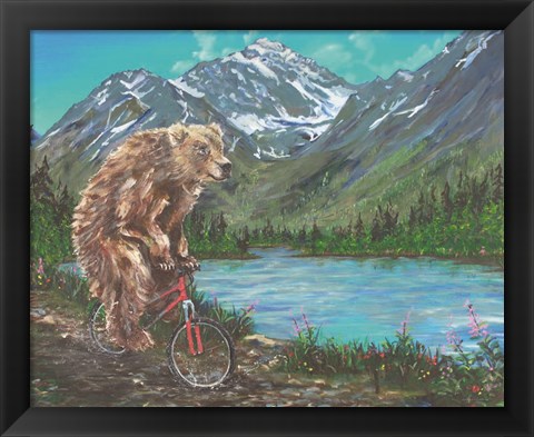 Framed Mountain Biking Print
