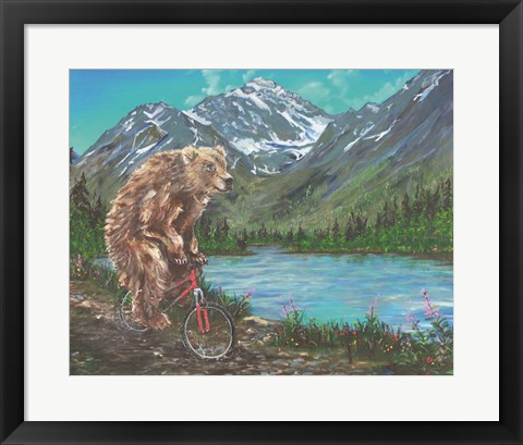 Framed Mountain Biking Print