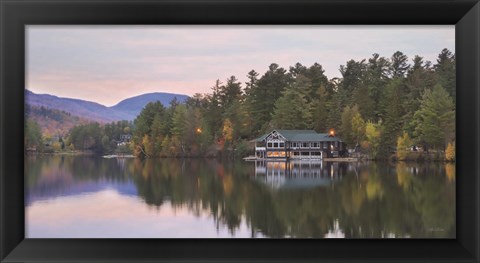 Framed Mirror Lake Sunset Reflections Print