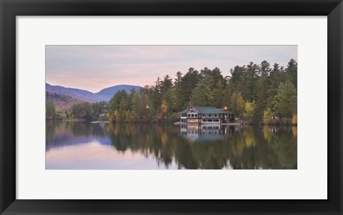 Framed Mirror Lake Sunset Reflections Print